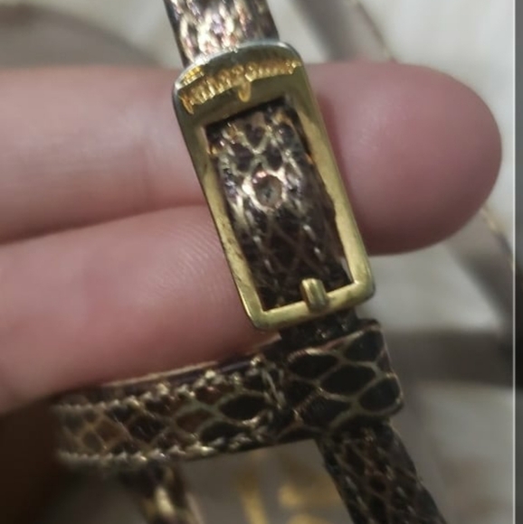 Salvatore Ferragamo women's vintage peep toe 3" metallic reptile print heel s4 - Picture 8 of 10